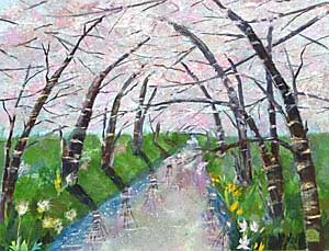 小川の桜