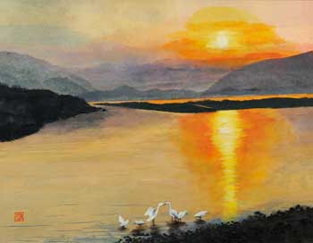 多摩川の夕景