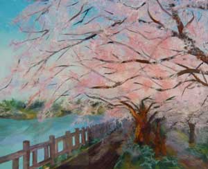石垣池と桜