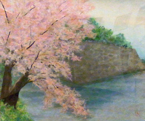 城跡を望む