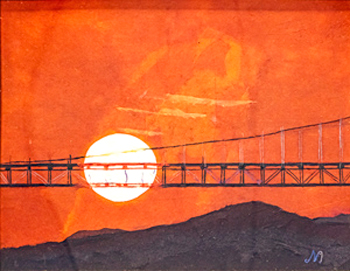 橋・夕日