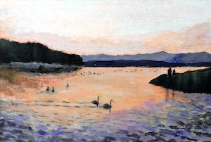夕陽を浴びて
