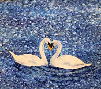 ◆真作◆水島恭愛◆作（ユリ花）ハクビ和紙ちぎり絵 和紙ちぎり絵のがんぴ舎
