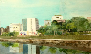 真締川のほとり