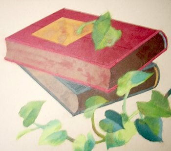 古書とポトス（習作）