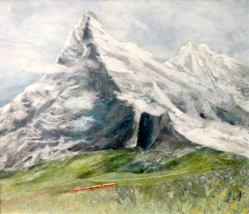 雪嶺と赤き鉄路