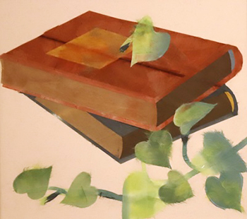 古書とポトス（習作）