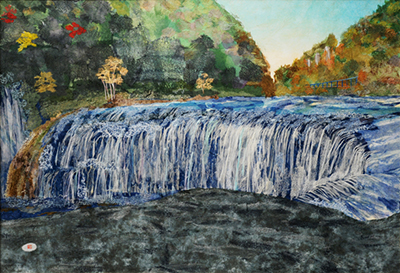 吹割れの滝（手をひかれ）