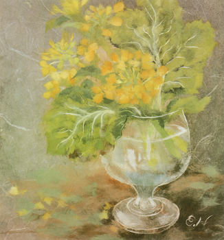 グラスと菜の花
