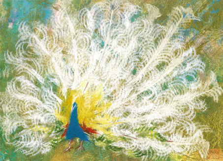 孔雀のちぎり絵 和紙ちぎり絵のがんぴ舎